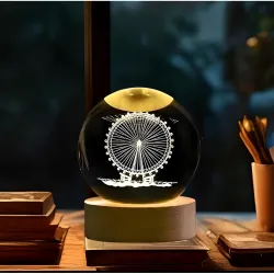 CRAE 3D Ferris Wheel Night Lamp, Creative Engraved Crystal Ball Night Light for Home Decoration Best Gift for Any Occasi