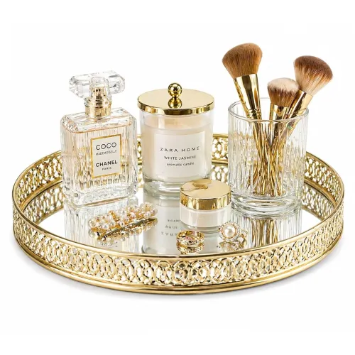 Image of Craft Brio Gold Decorative Mirror Tray: 10-Inch!