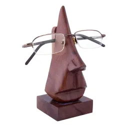 Craftland Wood Nose Shaped Spectacle Holder Stand (Brown, 2.3 x 2.3 x 6 Inches)