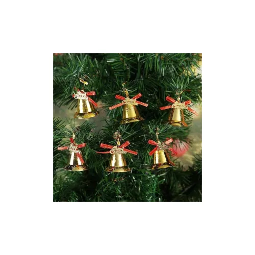 Image of CraftVatika Christmas Tree Decoration Items, Golden Jingle Bell for Christmas Tree Set of 4 Hanging Ornaments Items, Xma
