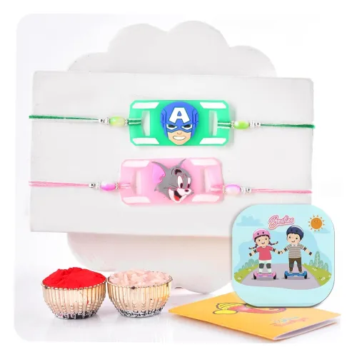 Image of CraftVatika Rakhi for Brother Kids Rakhi Set of 2 for Brother Boy Sister Girls Kids, Rakhi with Fridge Magnet, Rakhi Set