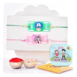 CraftVatika Rakhi for Brother Kids Rakhi Set of 2 for Brother Boy Sister Girls Kids, Rakhi with Fridge Magnet, Rakhi Set