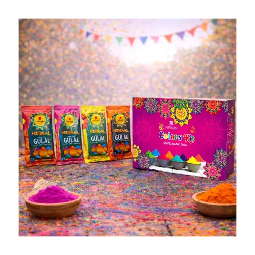 Image of CraftVatika Natural Holi Colours Organic Holi Gulal Rang - Pack of 4 (80g x 4 Packet) Gulal Colours - Herbal Eco Friendl