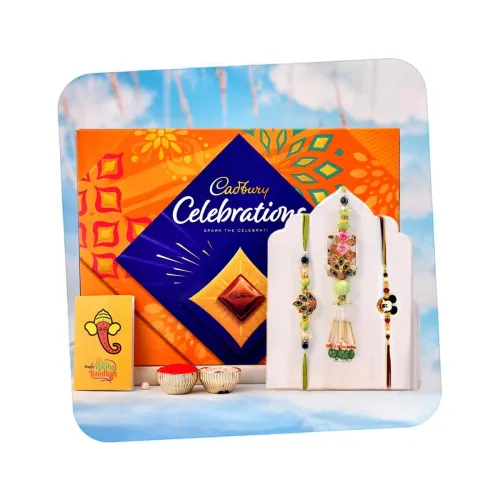 Image of CraftVatika Rakhi Chocolate Gift for Brother Bhabhi and Kids, Rakhi Set of 3