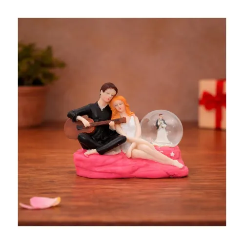 Image of CraftVatika Romantic Love Couple Glass Ball Miniature Statue Showpiece
