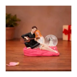 CraftVatika Romantic Love Couple Glass Ball Miniature Statue Showpiece