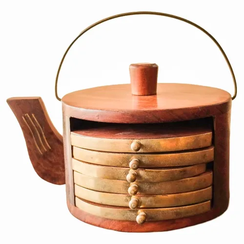 Image of Craftybug Wooden Kettle for Kitchen Coffee Mugs