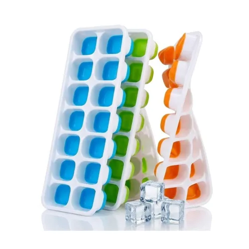 Image of Crasts Ice Cube Trays Airabc Silicone with Removable Lid 14-Cube Tray