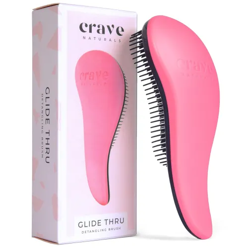 Image of Crave Naturals Detangling Brush – Pink & Black, for All Hair Types