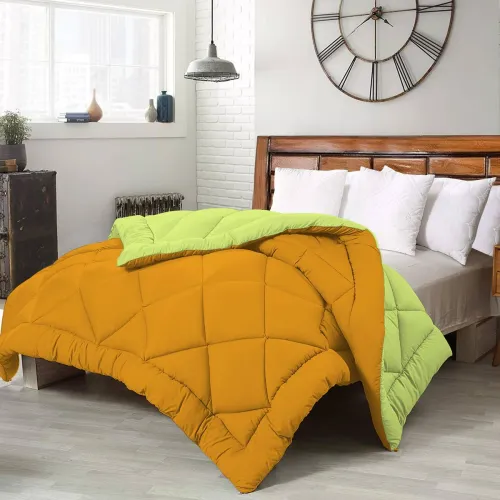 Image of Crazy World Solid Single Microfiber Comforter (Mustard Green)