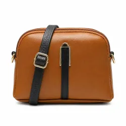 Cream Faux Leather Sling Bag with Gold-Tone Hardware