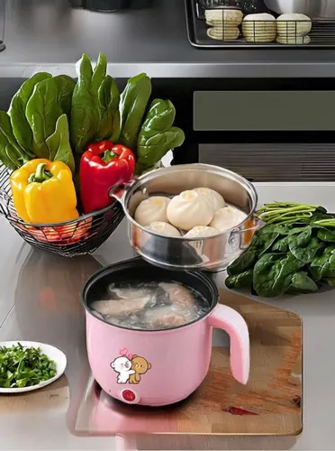 Image of CREATION BAZAAR Cookers,Portable Mini Rice Cooker with Non Stick Liner and Glass