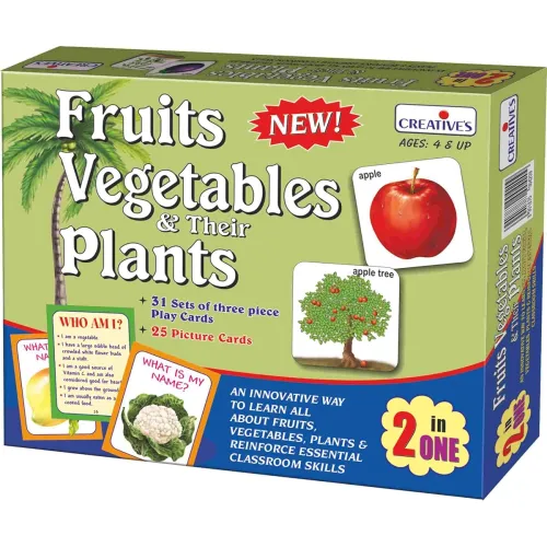 Image of Creative Educational Aids P. Ltd. - CRE1017 Fruits, Vegetables And Their Plants Card Game (Multi-Color)