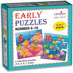 Creative's Early Puzzles Numbers 6-10, 5-in-1 Counting Jigsaw Puzzles, Sea Creatures 4 5 6 7 8 Pieces, Preschool Educational Games, Early Math Learning Toy, Ages 3 & Up