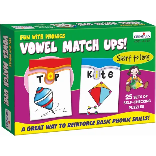 Image of Creative's Fun with Phonics Vowel Match-Ups 25 Two-Piece Puzzles for Kids Ages 4+