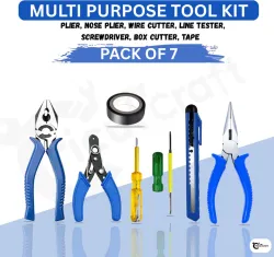 CricutCraft EC7C 8inch Plier W.C. Tester 2in1 Screwdriver Nose Tape Cutter for Multipurpose Use Power & Hand Tool Kit (7 Tools)