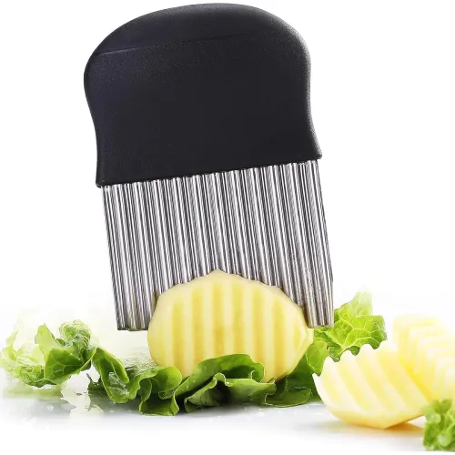 Image of FOROLY Crinkle Cutter - Stainless Steel French Fry and Vegetable Slicer for Potatoes