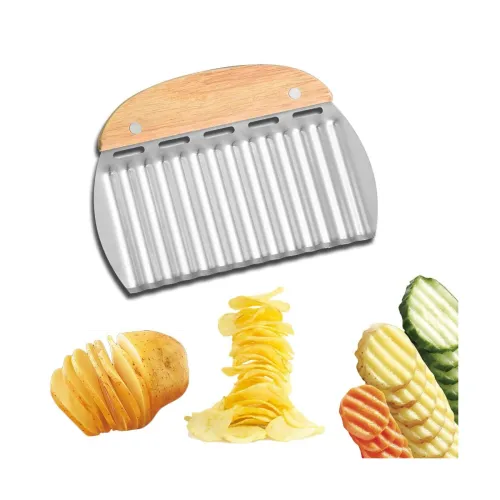Image of Crinkle Potato Cutter, Wavy Chopper Knife, Upgraded Stainless Steel Blade, Safe Kitchen Tools Wavy Slicer for Fruit, Veg