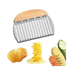 Crinkle Potato Cutter, Wavy Chopper Knife, Upgraded Stainless Steel Blade, Safe Kitchen Tools Wavy Slicer for Fruit, Veg