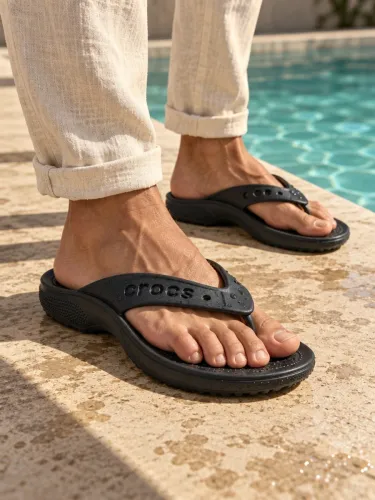 Image of CROCS Baya II Unisex Flip Flops (Black, 7 UK/India)