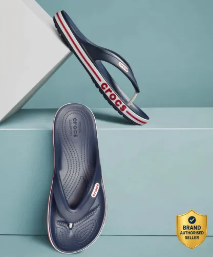 Image of CROCS Bayaband Flip Unisex Flip Flops (Navy, 7 UK/India)