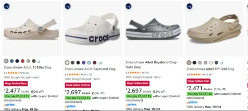 Image of Crocs Clogs at minimum 50% Discount