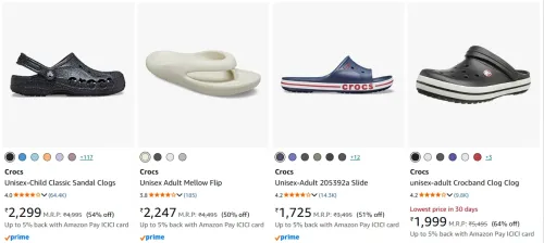 Image of CROCS FOOTWEAR UPTO 64% DISCOUNT 