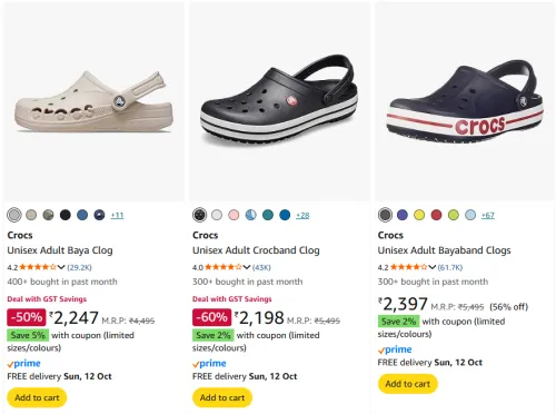 Image of Crocs Unisex Clogs Upto 60% Discount