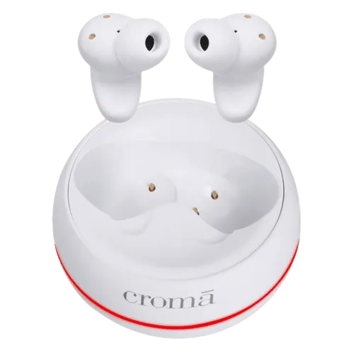 Image of Croma CRSE030EPA301510 TWS Earbuds with Active Noise Cancellation (IPX4 Water & Sweat Resistant, 10mm Driver, White)