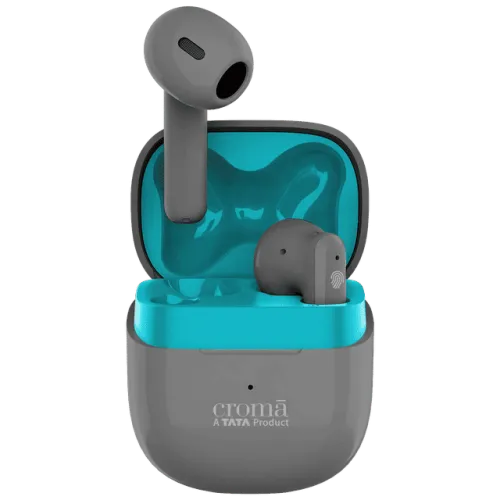 Image of Croma TWS Earbuds with Environmental Noise Cancellation (IPX4 Water Resistant, Fast Charging, Grey Blue)