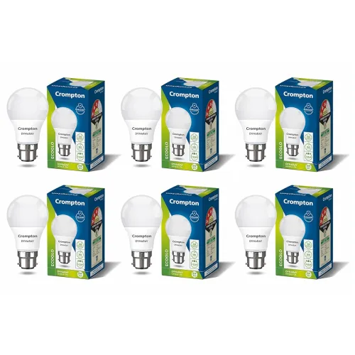 Image of Crompton Dyna Ray 5W Round B22 LED Cool Day Light Pack of 6