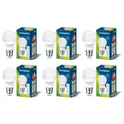 Crompton Dyna Ray 5W Round B22 LED Cool Day Light Pack of 6