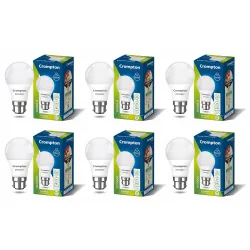 Crompton Dyna Ray 5W Round B22 LED Cool Day Light Pack of 6