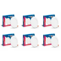 Crompton Star Slim 6W Round Warm White Recessed Downlighter pack of 6