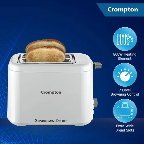Image of Crompton 800W White Pop Up Toaster