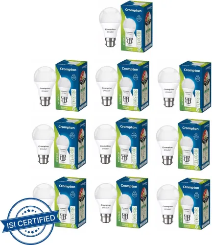 Image of Crompton 9 W Basic Standard B22 LED Bulb  (White, Pack of 10).