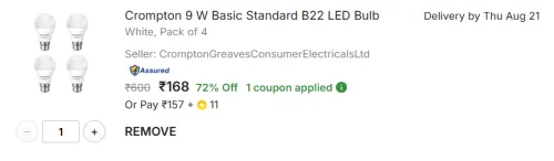 Image of Crompton 9W Standard B22 LED Bulb pack4