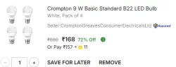 Crompton 9 W Basic Standard B22 LED Bulb, Po4
