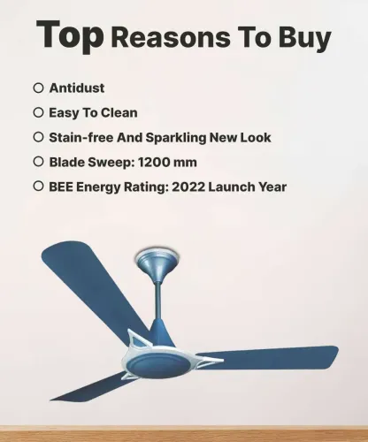 Image of Crompton Avancer Prime Antidust with 2 Year Warranty Silent Operation 1200 mm Ceiling Fan (Indigo Blue | Pack of 1)