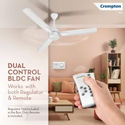 Crompton Caelum with 4 Year Warranty BLDC with Remote and Regulator 1200 mm Ceiling Fan (5 Star | Silver White | Pack of 1)