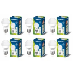 Crompton Dyna Ray 7W Round E27 LED Cool Day Light Pack of 6