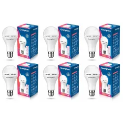 Crompton Emergency 9W LED Bulb Base B22 Cool Day Light (Pack of 6)