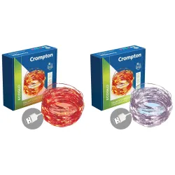 Crompton Galaxy Decoration Copper USB Powered String Fairy Lights with 100 Led Light (10 Meters, Red & Cool White, Pack 