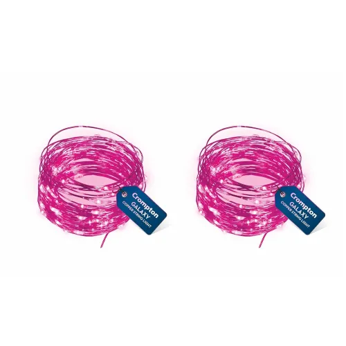 Image of Crompton Galaxy Copper USB String Fairy Lights (Pink, Pack of 2)