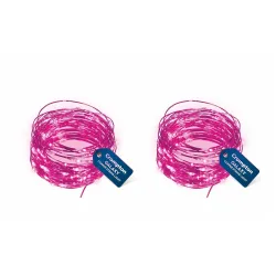 Crompton Galaxy Copper USB String Fairy Lights (Pink, Pack of 2)