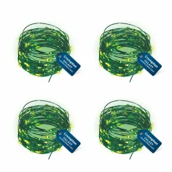 Crompton Galaxy Decoration Copper USB Powered String Fairy Lights with 100 Led Light (10 Meters, Green, Pack of 4)