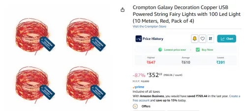Image of Crompton Galaxy Decoration Copper USB Powered String Fairy Lights ,po4