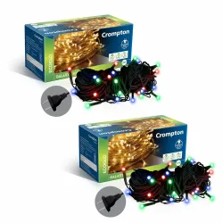Crompton Galaxy Pixel Light | Festive Ladi Lights | 10 Meter | 48 LEDs | Multi-Colour | Pack of 2 | Direct 2-pin Plug | BIS Safe Wire | for Home Decoration, Diwali, Festival, Birthday, Marri...