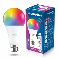 Crompton 9-Watt B22 WiFi Smart LED Bulb Compatible with Amazon Alexa and Google Assistant (Immensa Music Sync B22, Pack 