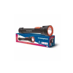 Crompton Ranger Pro Rechargeable LED Torch Light with USB Type-C Charging | Dual Mode Lighting (Black & Orange, Pack of 